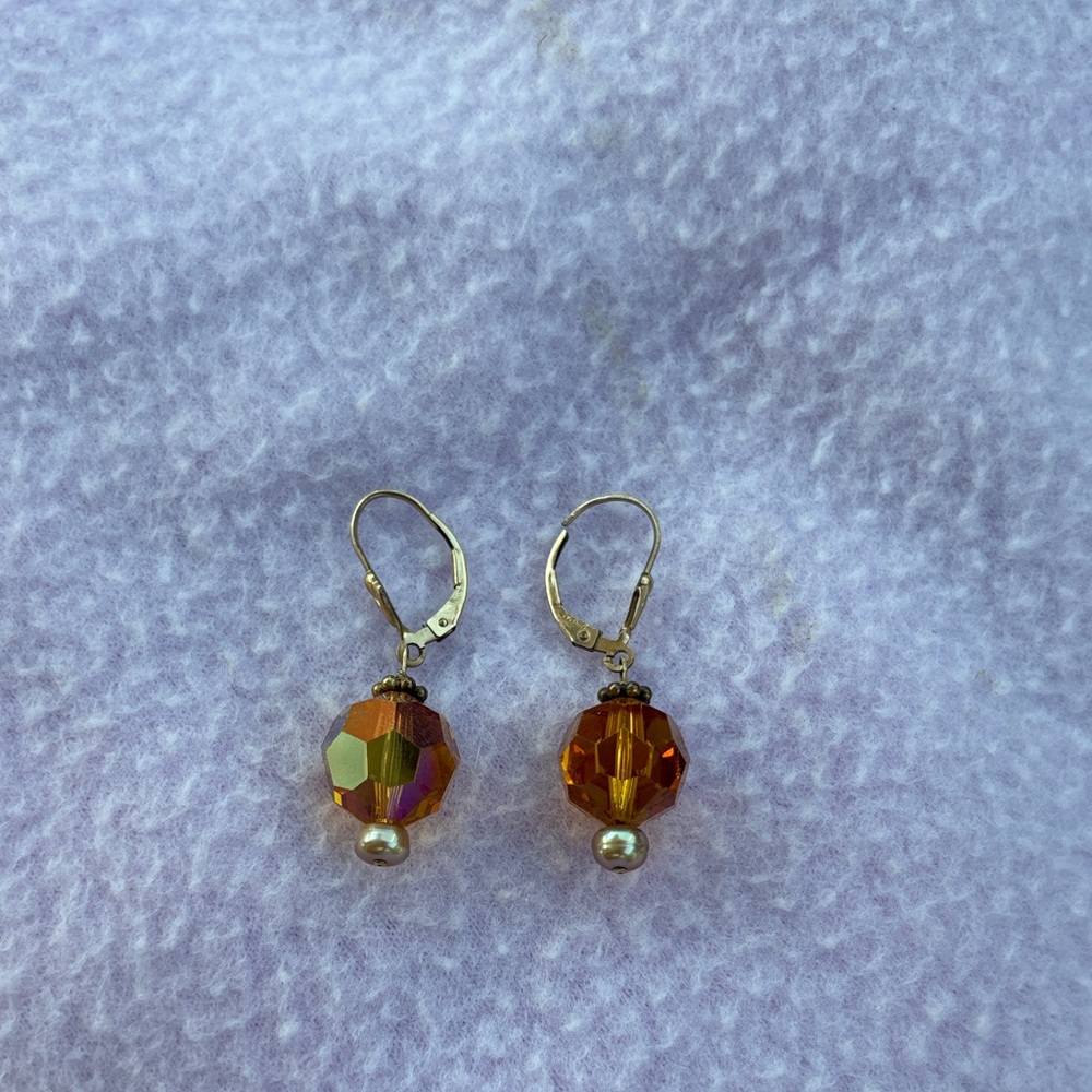 Tarina Tarantino Gold and Orange Beaded Earrings
